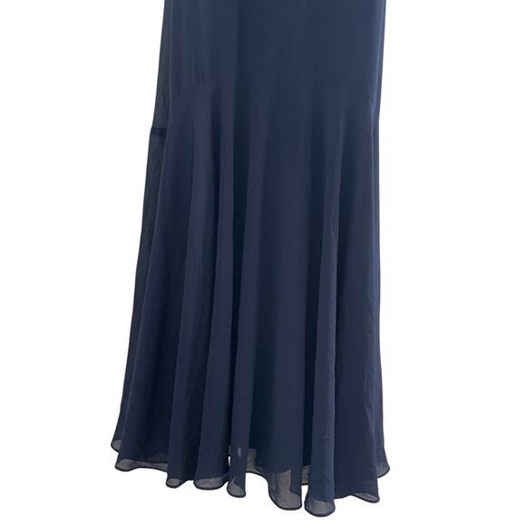 Lulus Spaghetti Strap Chiffon A-Line Maxi Formal Dress Navy Size Small 0625A - Picture 8 of 16